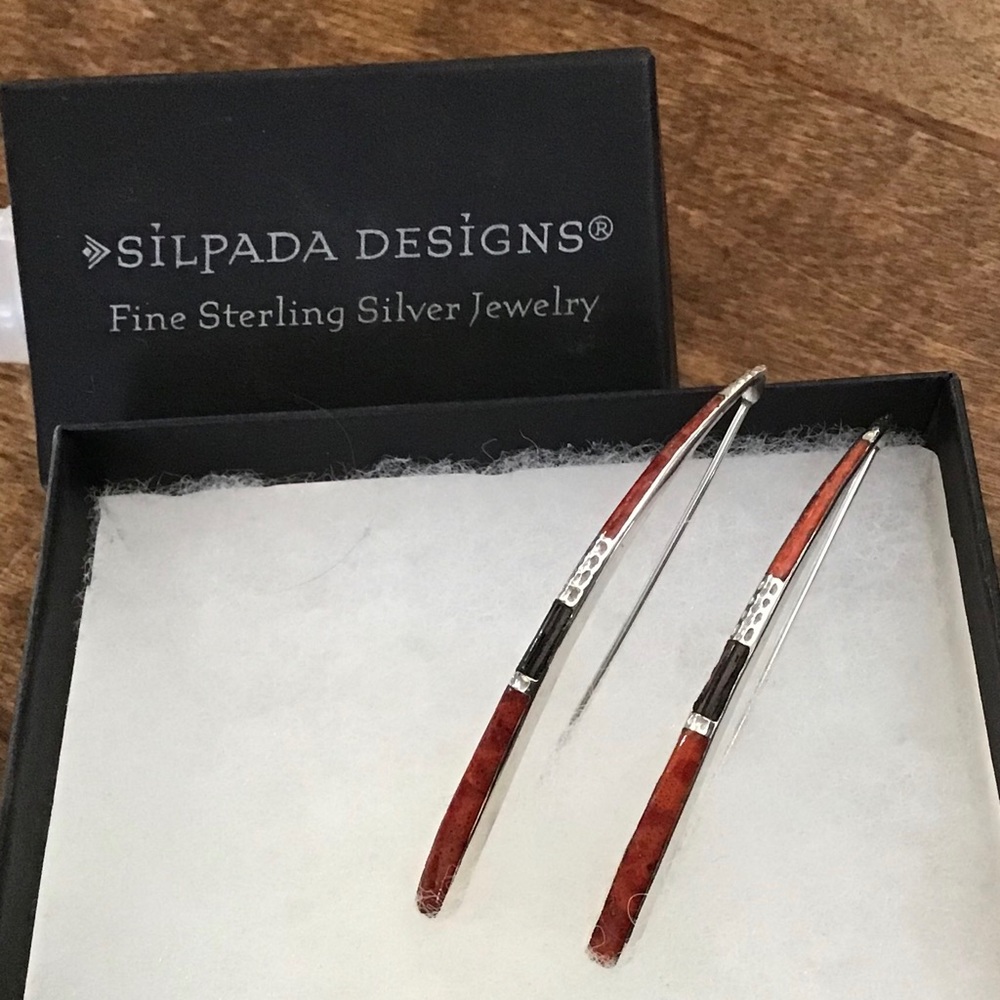 Silpada Sterling Silver Coral Threader Earrings
